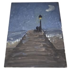 Blue and Gray Night Scene Canvas Art